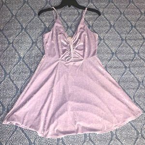 Lavender color velvet skater dress.